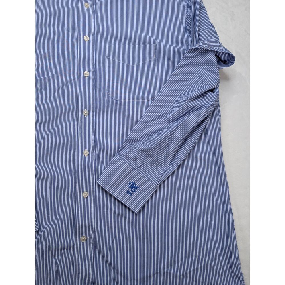 Donald Ross Mens Button Down Shirt Large Stripe Blue White ODCC Golf - Picture 9 of 9